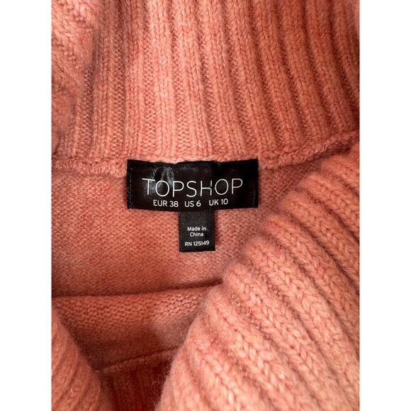 Topshop Tawny Peach Cowl Neck Sweater Batwing Turtleneck Slouchy 6 S M - Picture 5 of 8